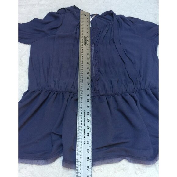 Free People Women's The Soul Serene Top Blouse Medium Long Sleeve Blue Boho - Picture 5 of 7